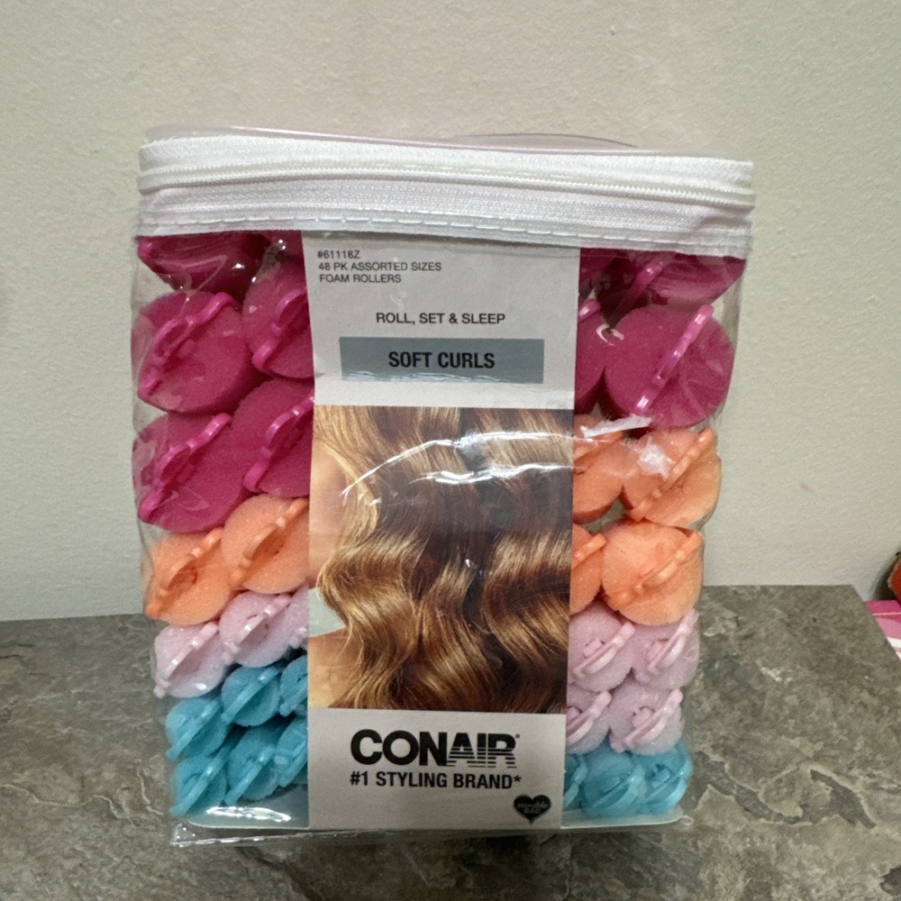 Conair Soft Bouncy Curls 48 ASSORTED SIZES Foam Rollers NEW SEALED NO HEAT